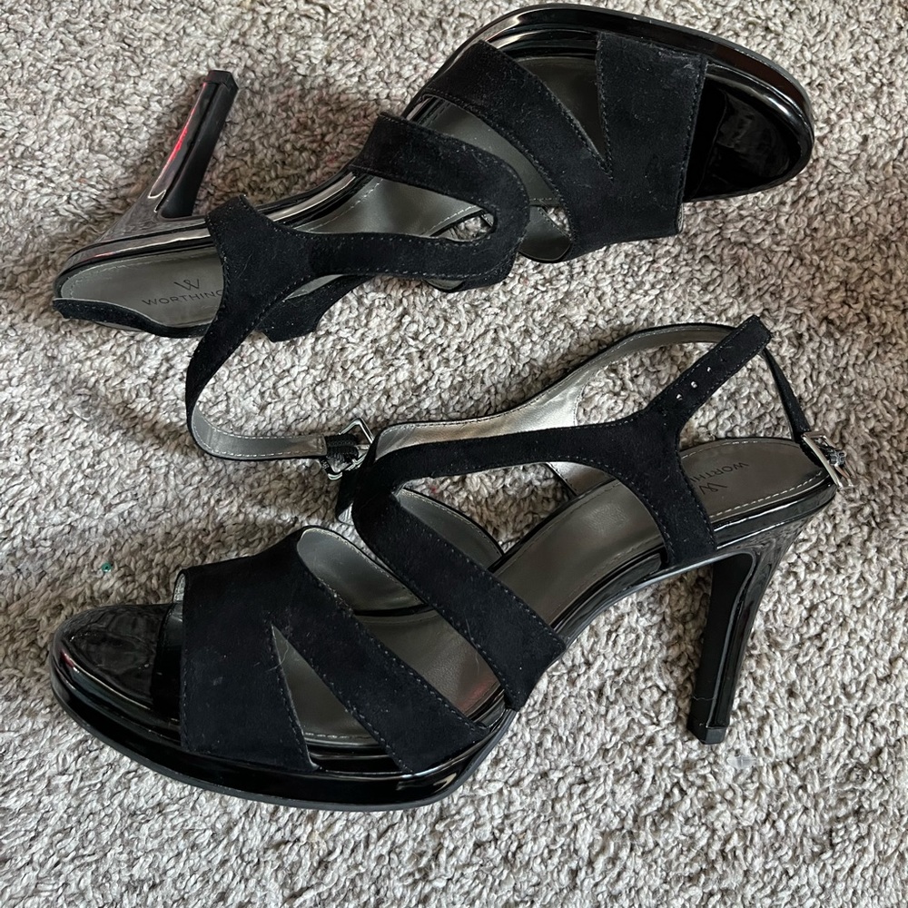 Black suede heels